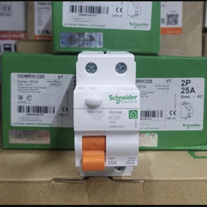 BERKUALITAS ELCB RCCB Schneider DOMAE 2P 25A 30MA / 300MA 6kA DOMR01225 ORIGINAL