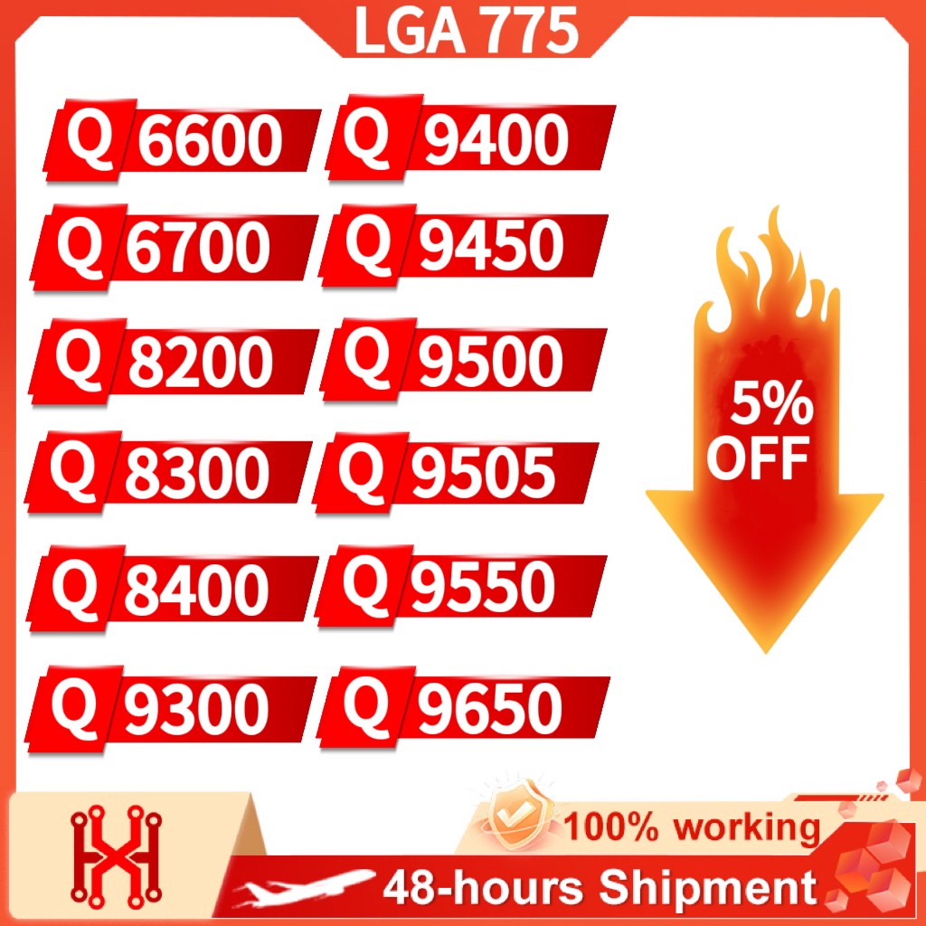 Q6600 Q6700 Q8200 Q8300 Q8400 Q9300 Q9400 Q9450 Q9500 Q9505 Q9550 Q9650 Core for LGA 775