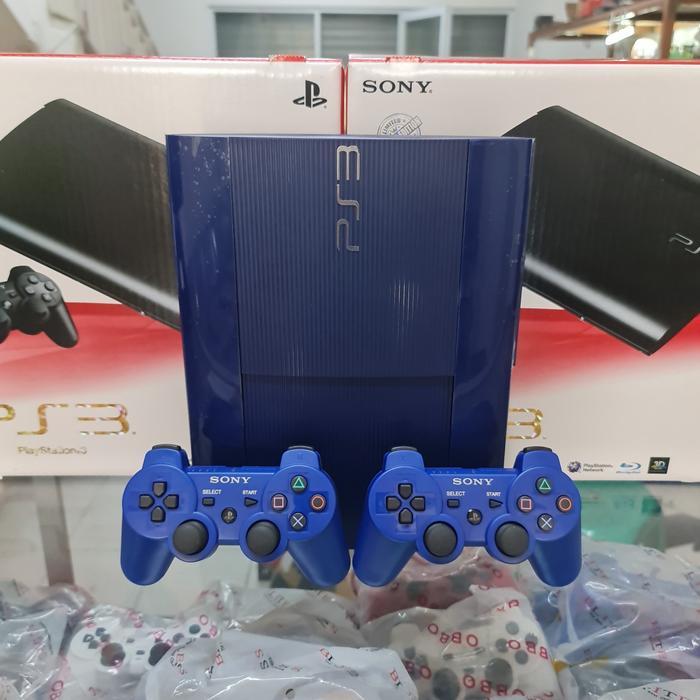 PS3 SUPER SLIM SPECIAL EDITION BIRU 500GB FULL GAME 2 STIK ORI - 250gb
