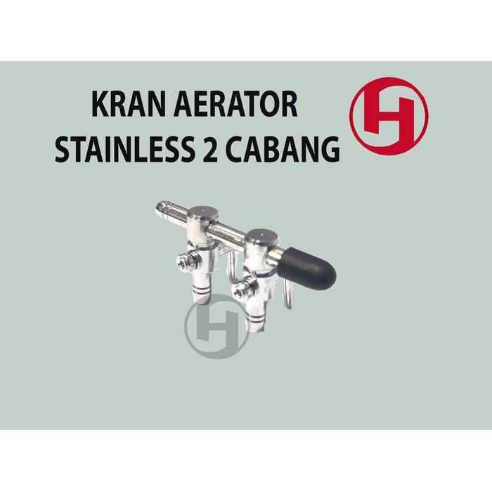KRAN 2 CABANG AERATOR STAINLESS PEMBAGI OKSIGEN UDARA AERATOR KOLAM IKAN