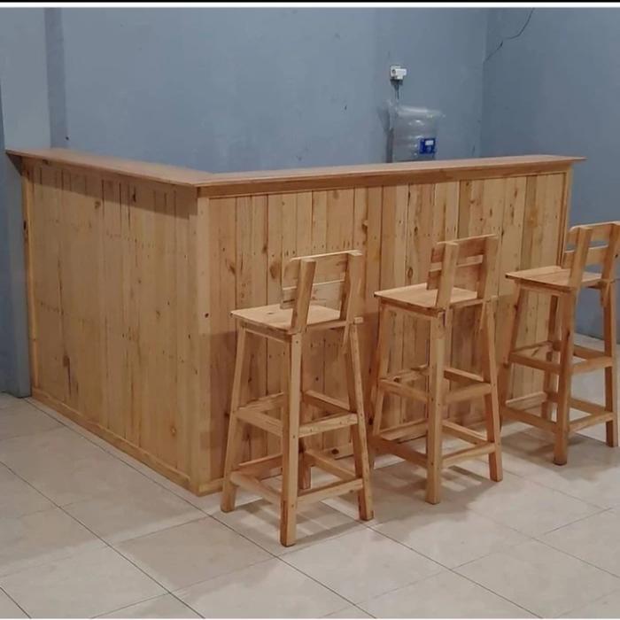Meja bar leter L / meja kasir model L / meja Barista meja display resepsionis