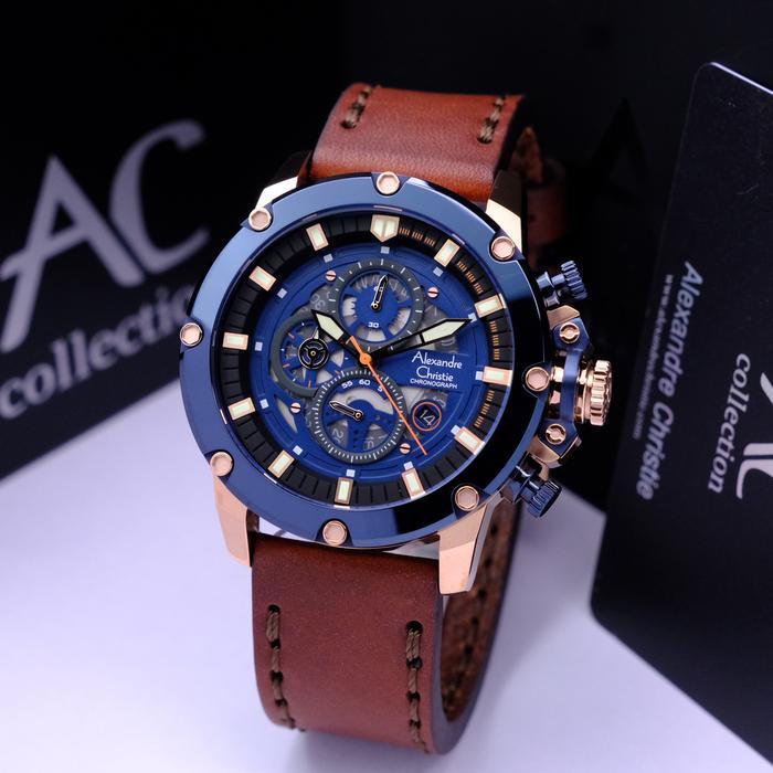 ALEXANDRE CHRISTIE AC 6564 ROSEGOLD BLUE BROWN. ORIGINAL Watches