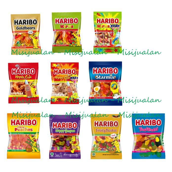 MURAH Haribo Gummy Candy Permen Worms Zour Tropifrutti Starmix Peach Cola Bear