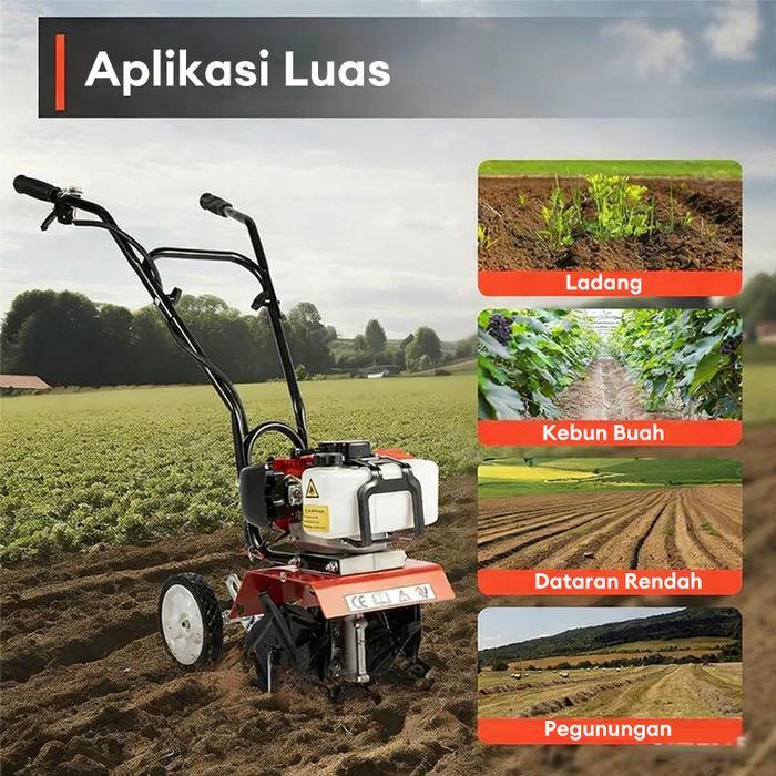 Reaim Cultivator Mini Tiller Bensin Mesin Traktor Sawah Bajak Mini Power Cultivator Tiller