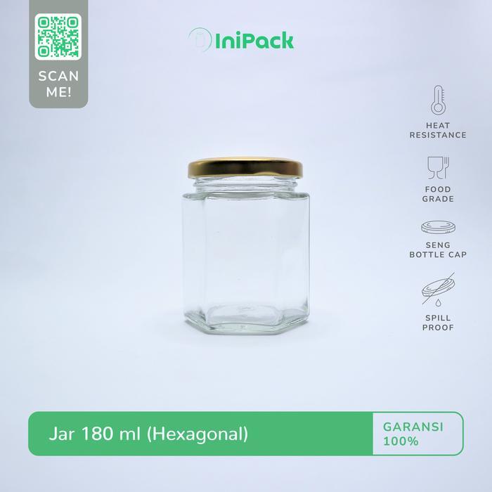 Jar Kaca Hexagonal 180 Ml / Toples Jar Kaca 180 Ml