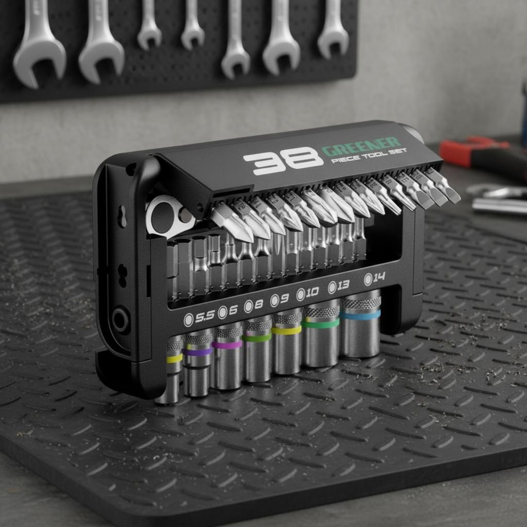 38 Pieces Ratchet Socket Wrench Set Chrome-Vanadium Steel Quick Ratchet Wrench Set Auto Repair Tool
