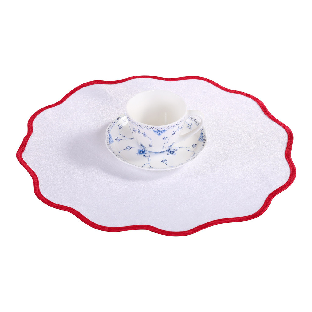 64pcs French Fabric Lace Placemat with Edging Polyester Cotton Insulation Pad Dining Table Decor Mat