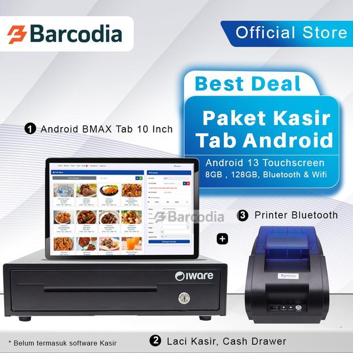 Paket Mesin Kasir Android Bluetooth (Tab+Printer+Cash Drawer) Full Set Terbaru