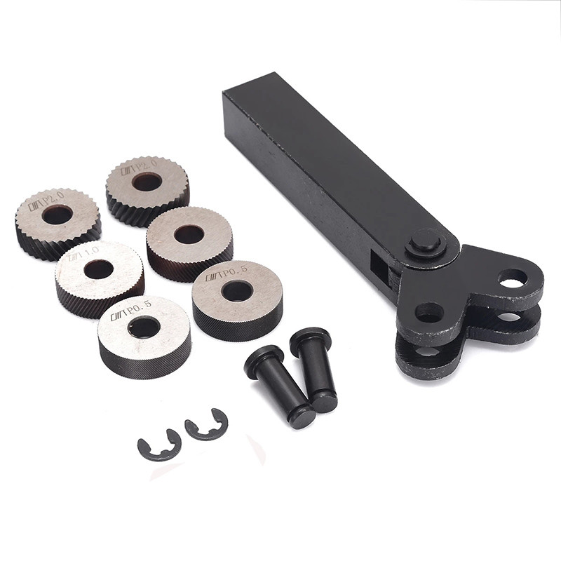 Dual Wheel Knurling Tool Kit 7pcs 0.5mm 1mm 2mm Wheel Linear Pitch Knurl Set Steel Lathe Cutter Whee