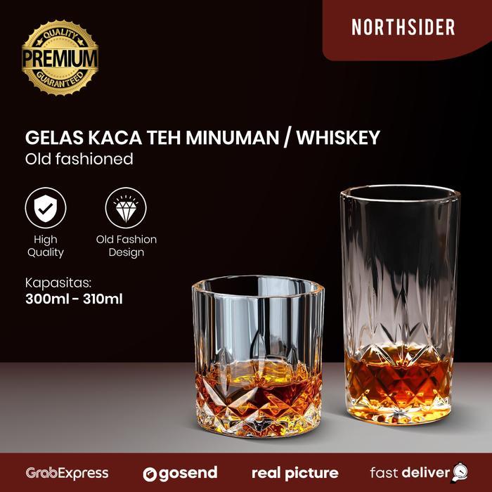Gelas kaca teh kopi minuman whiskey Old Fashioned