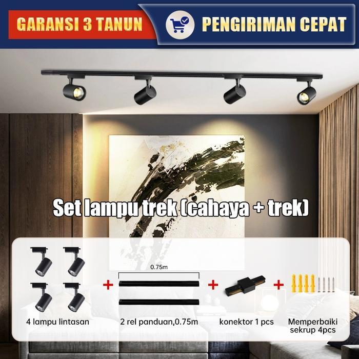 Set Lampu Rell Track LED Sorot Lampu Sorot COB Pilihan Daya 10W 20W 30W, Casing Putih/Hitam