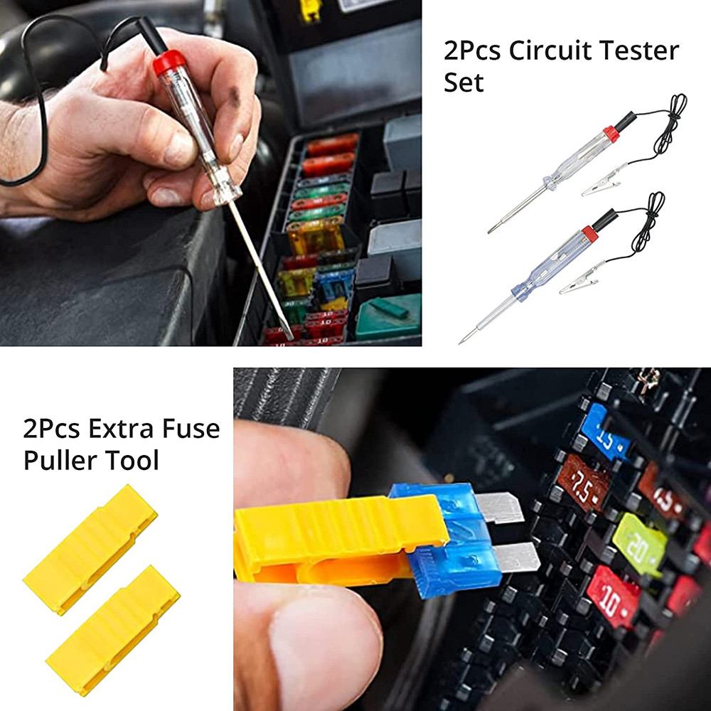 435pcs Blade Fuse Kit - Standard, Mini, Low Profile Mini with Fuse Tester Fuse Puller16 Gauge