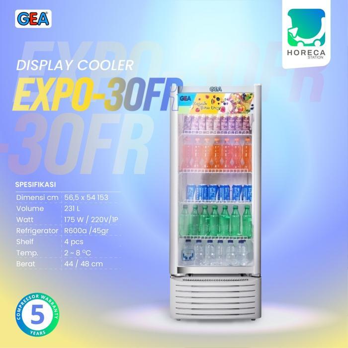 GEA EXPO-30FC Display Cooler Showcase 222 Liter - Silver