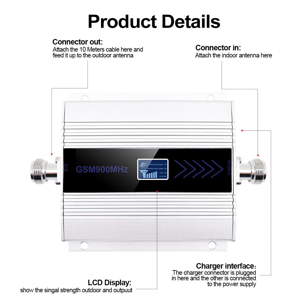 Gsm Repeater 900MHz 2g Repeater LD Display GSM900MHZ Mobile Signal Booster GSM 900 MHz Repeater ell