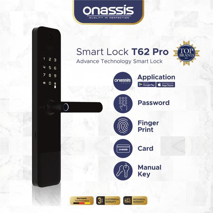 Sale Onassis Kunci Pintu Digital Smart Lock T62 Pro Fast Fingerprin Recognition & 5 Unlock Ways