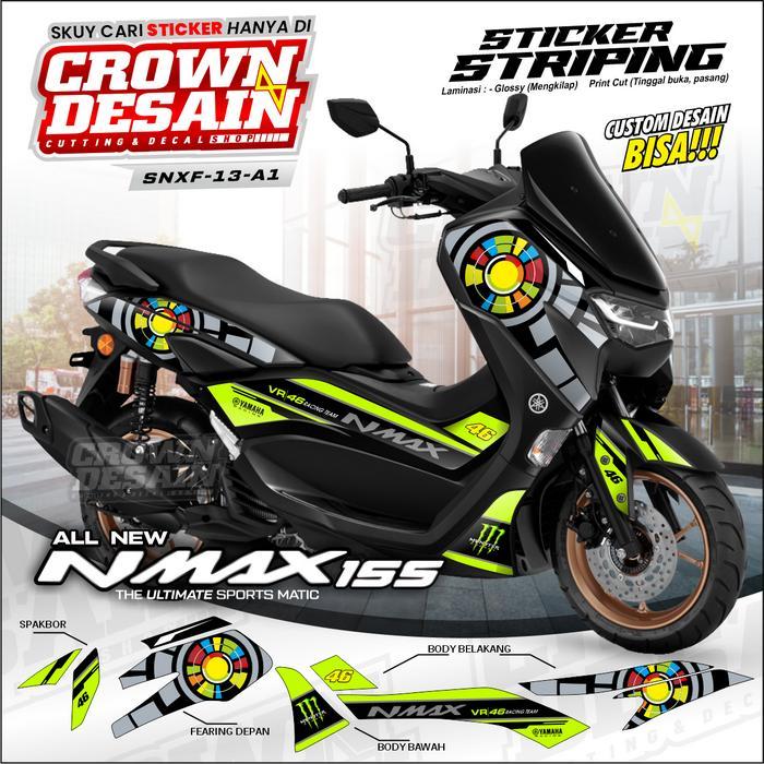 Stiker Striping Yamaha Nmax 155 New Desain Vr46 Team Racing - Striping Semifull Lis Body Nmax 155