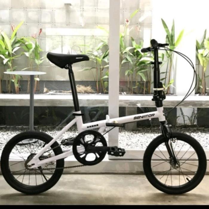 Sepeda lipat Senator 16 inch single speed - Putih