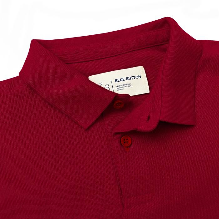 kwf6 Bluebutton Polo Shirt Mineral Blue Premium High Quality Tebal Ruby Red