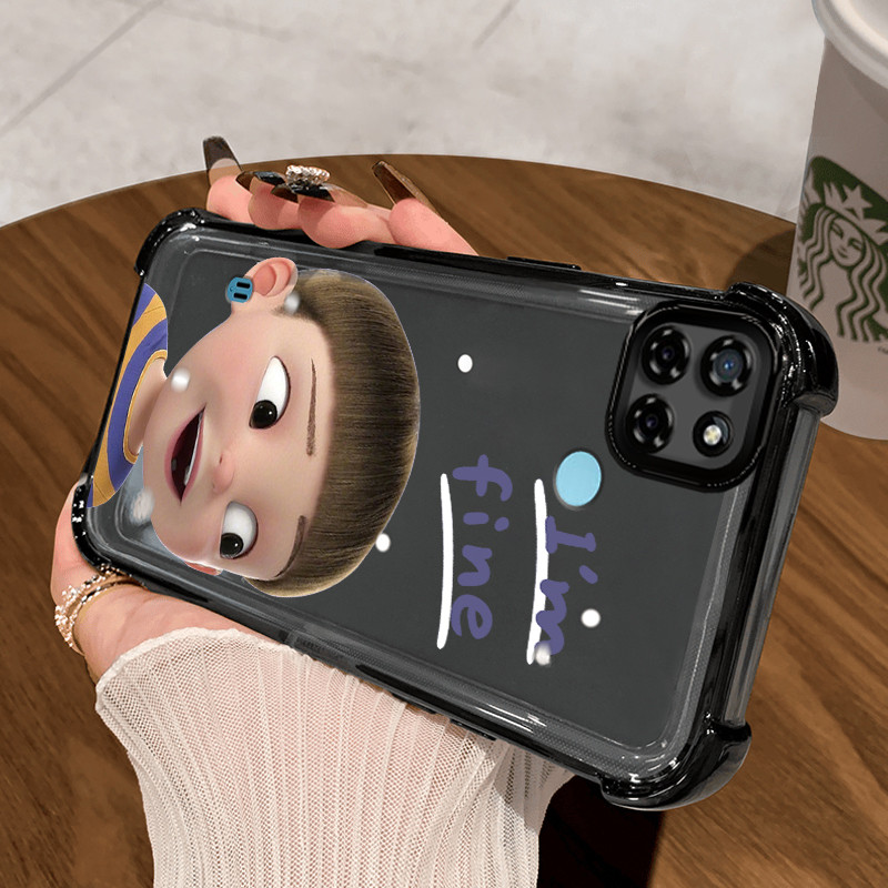 Casing Hp untuk Realme C21Y Realme C25Y C21 C15 Case Anak laki-laki Kasing Clear Cesing Airbag Armor