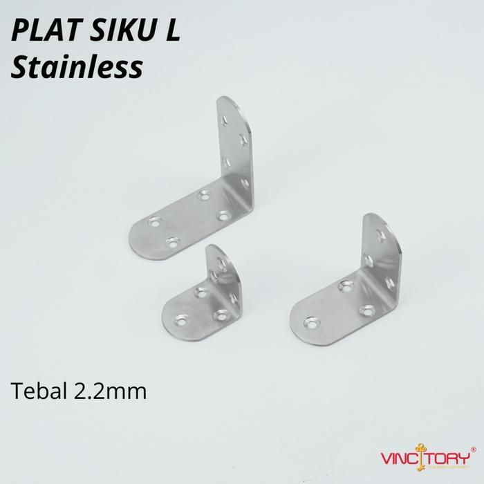 PLAT Siku L Stainless Tebal 2.2mm Model Lebar VINCITORY Siku L Stainless Kuat Dan Tebal