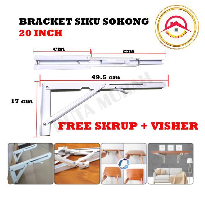Engsel Ambalan Lipat / Siku Rak Lipat / Braket Siku Rak Lipat isi 1 set (2pcs) 20 INCH (50 cm) Siap