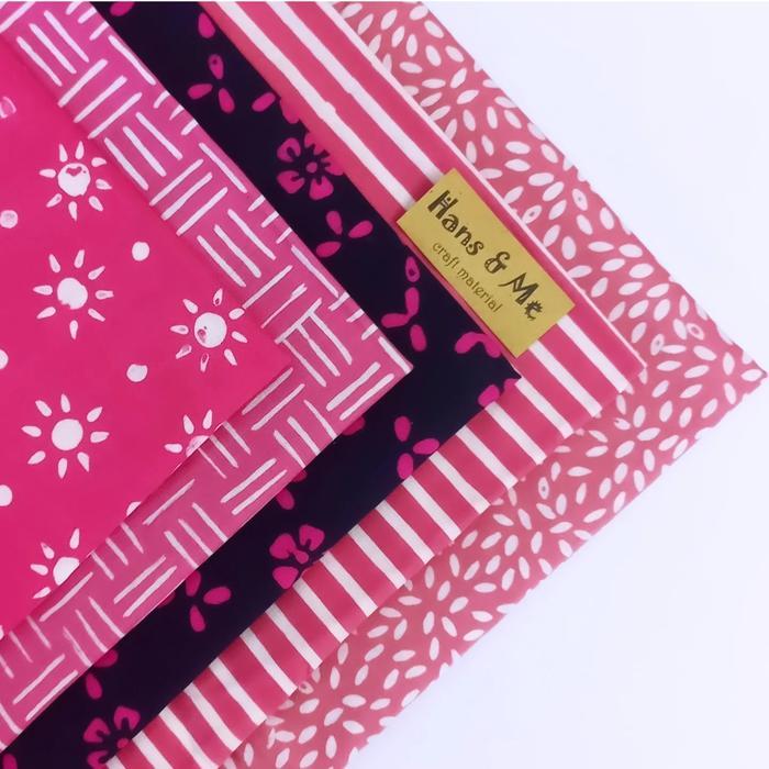 eyys- Kain Perca Batik Cap Motif Black-Pink (Per Set)