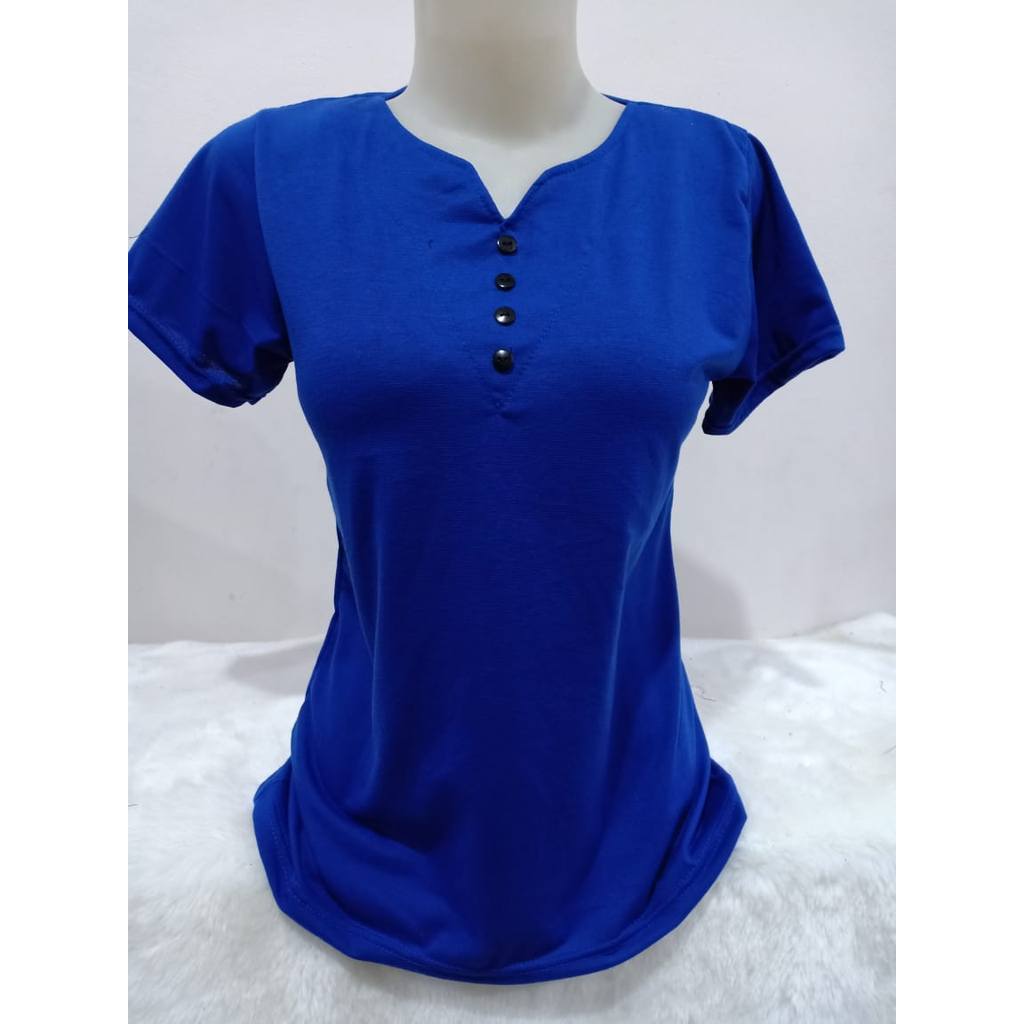 Kaos Wanita KAOS TSHIRT /V KANCING 4 VARIASI M.. L.. XL