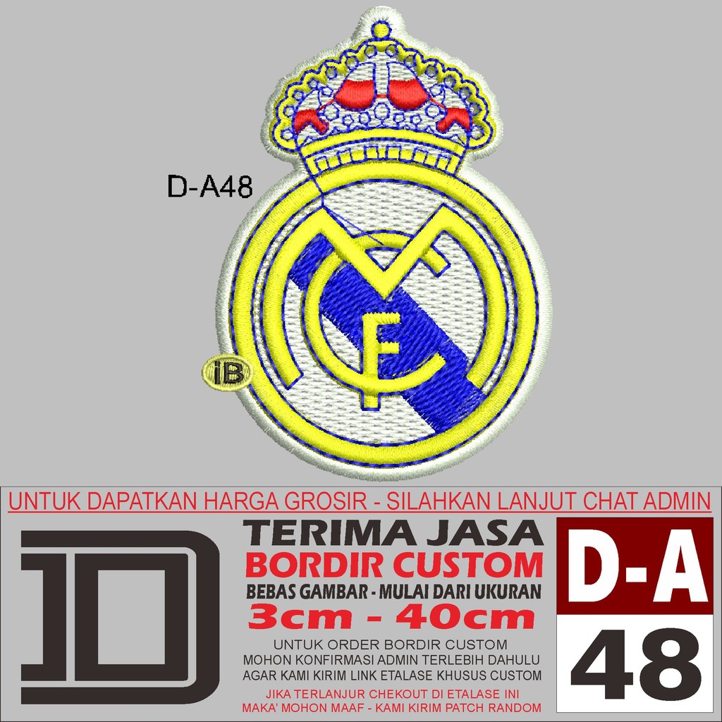 DD BORDIR PATCH LOGO 448 REAL MADRID KLUB BOLA LIGA SPANYOL EMBROIDERY