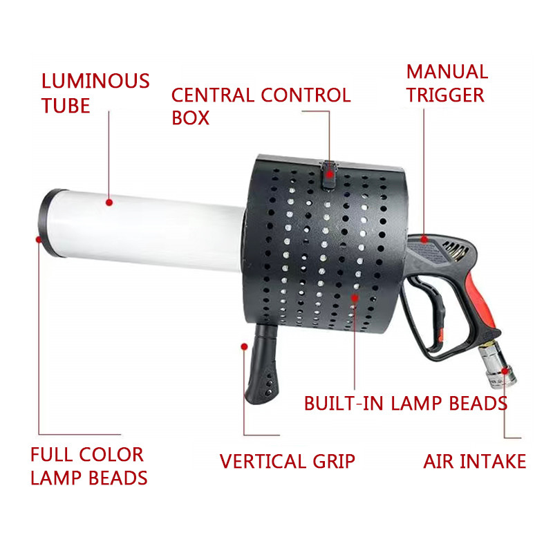 Led Colored Paper Air Column Gun Stage Handheld Co2 Dry Ice Gun Atmosphere Props Carbon Dioxide Jet