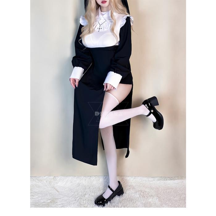 Cc-21 Baju Cosplay Wanita Nun Biarawati Kostum Lolita Halloween Party