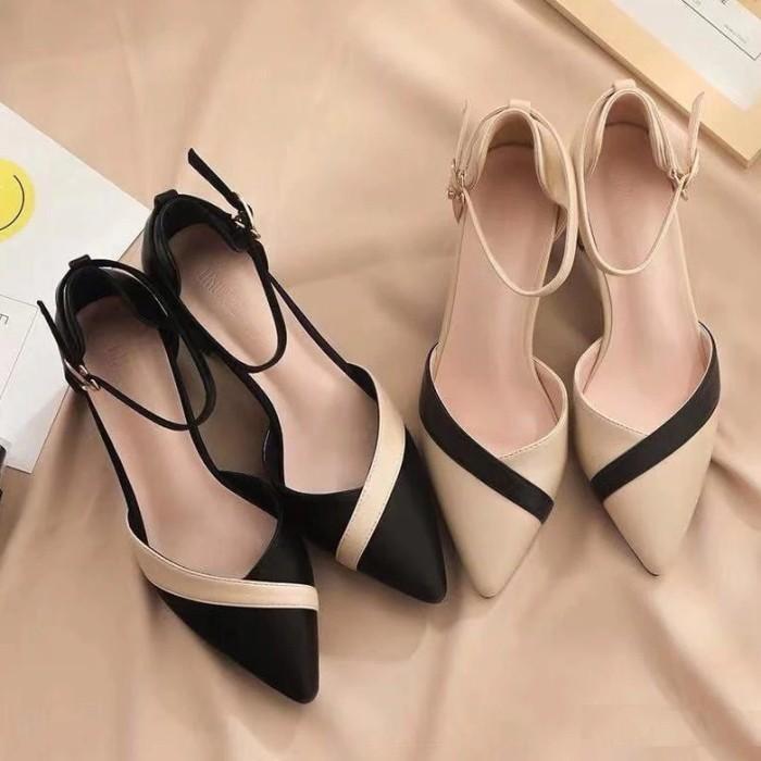 Terhemat Sepatu Pantofel Wanita Hitam Black Premium Branded Ja20 Fashion Korea Style High Heels Hak
