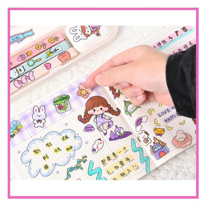 Sticker Lucu Motif ELLIE Sticker 2D Anti Air Dekorasi Handbook Scrapbook DIY Kotak