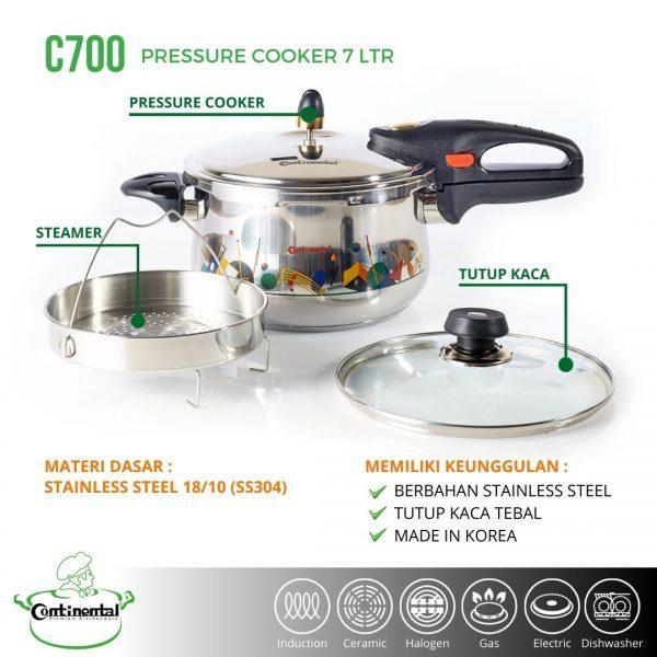 Continental Panci Presto 7 Ltr C700 - Silver