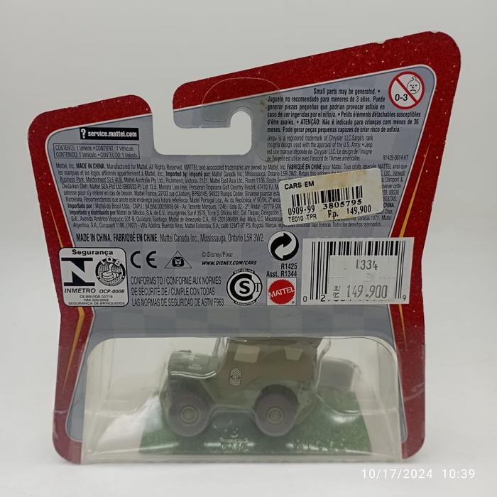 DISNEY PIXAR THE WORLD OF CARS CHASE SARGE MATTEL DIECAST 1:55