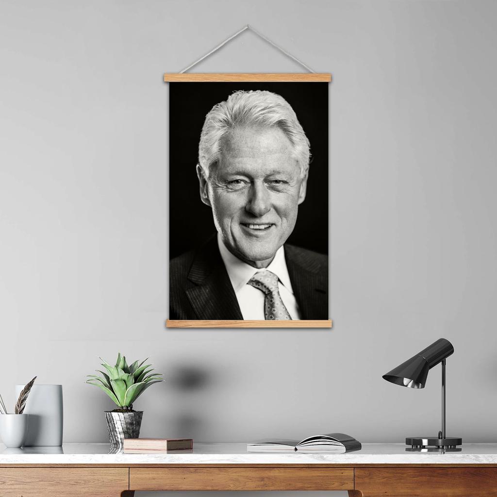 Bill Clinton Framed Wall Painting Canvas Art Poster and Wall Art, Picture Print, Modern Family