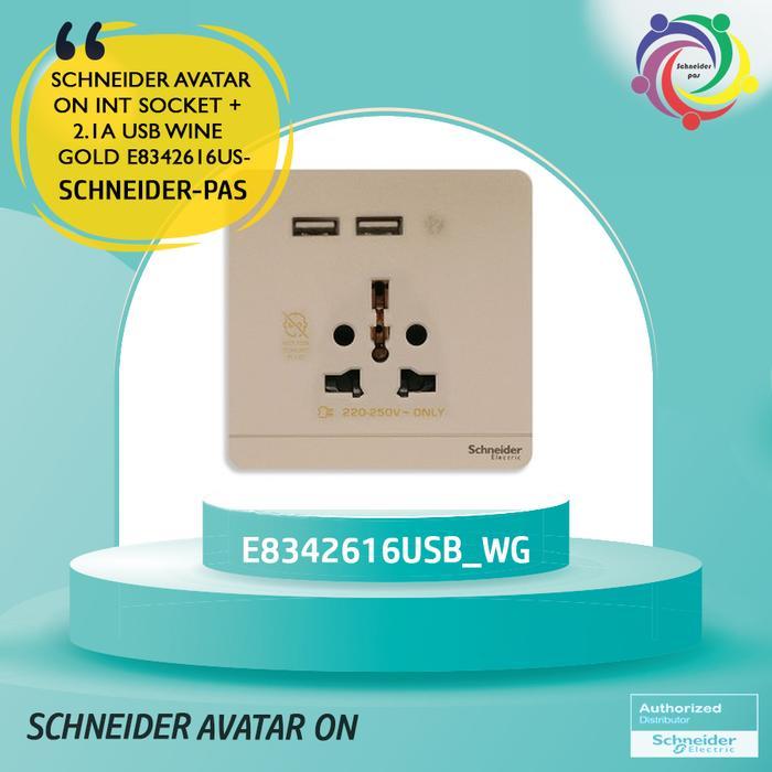 SCHNEIDER AVATAR ON INT SOCKET + 2.1A USB WINE GOLD E8342616USB_WG