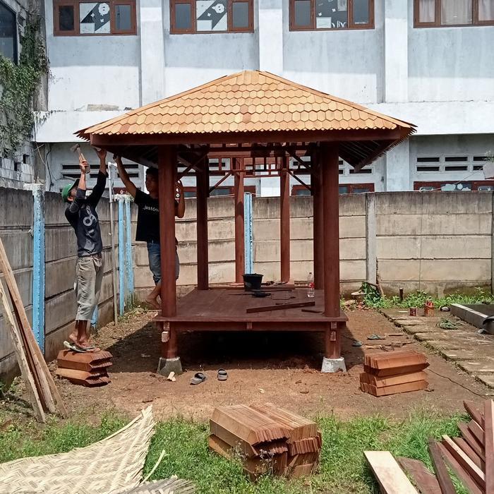 Promo Saung Gajebo Bambu. Saung Gajebo Kayu Kelapa Original