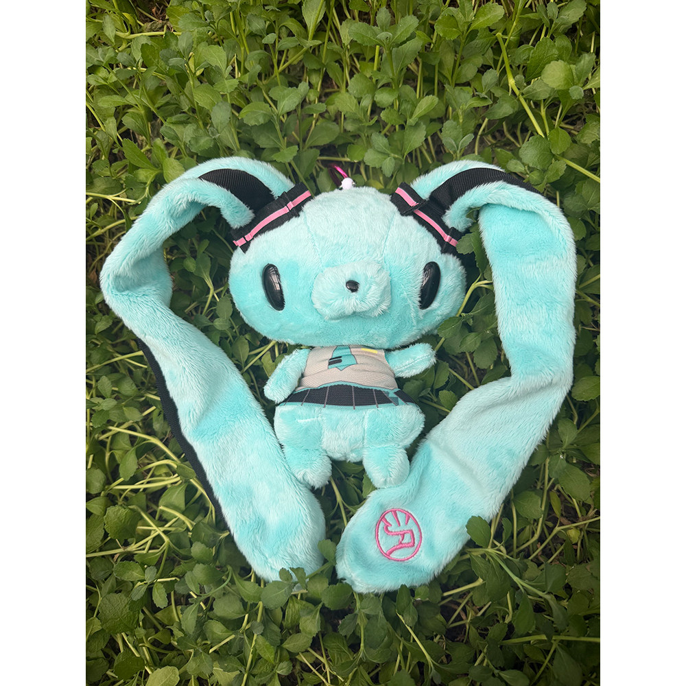 Gloomy Bear Hatsune Miku Collab Rabbit Plush Card Holder Kawaii Anime Bus Card Cover Fluffy Ear
