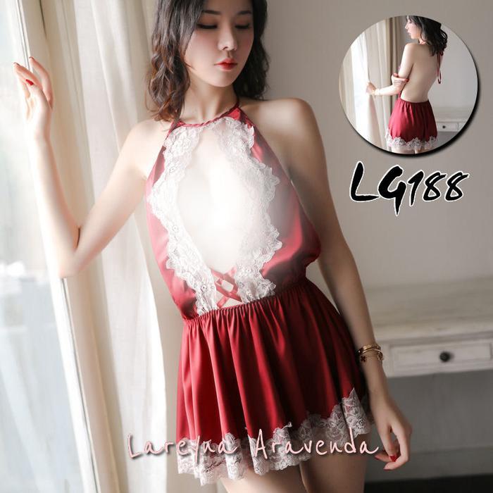 PREMIUM LAREYNA ARAVENDA SET LINGERIE + CD SEKSI LACE V SHORT SKIRT NIGHTDRESS LG188 NEW