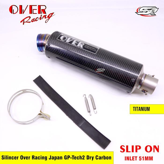 KNALPOT OVER RACING JAPAN GP-TECH2 CARBON SLIP ON INLET 51MM - LONG TITANIUM