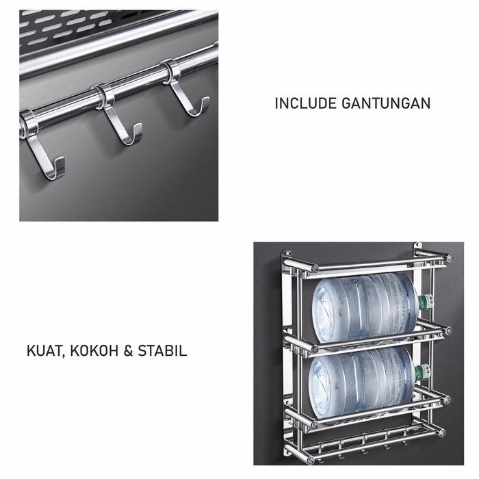 Ikea - Rak Kamar Mandi Dinding Rak Bumbu Dapur Stainless Steel Gantung Anti Karat