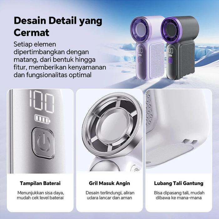 N3W Fan Mini High-Speed Handheld Fan Digital Display 100 Speeds 8.5ms Wind 8H Long Battery