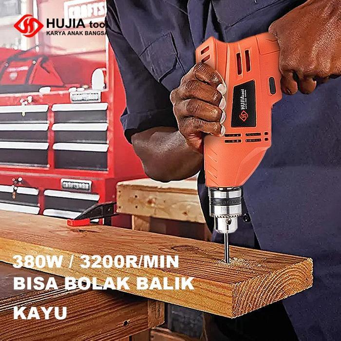 HUJIA Bor Dan Gerinda Paket Lengkap Mesin Bor Listrik Bor Tangan 10mm Mesin Gerinda Tangan 4Inch