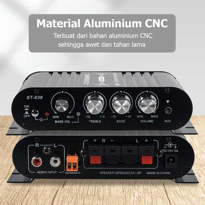 Mini Hifi Stereo Ampli Treble Bass Booster 12V 200W - Lvpin Lp-838 New