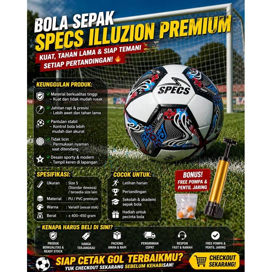 BOLA SEPAK SPECS ORIGINAL - BOLA SEPAK SPECS LIGA 1 - FREE POMPA DLL