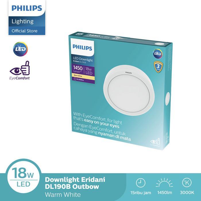Philips Lampu Downlight Eridani Bulat Outbow Surface 18W D200 3000K Kuning