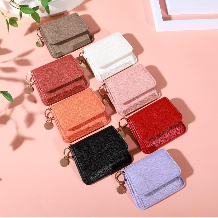 Holo Dompet Wanita Elegan Gaya Korea Warna Dompet Kecil Simpel Dapat Memegang Banyak Kartu