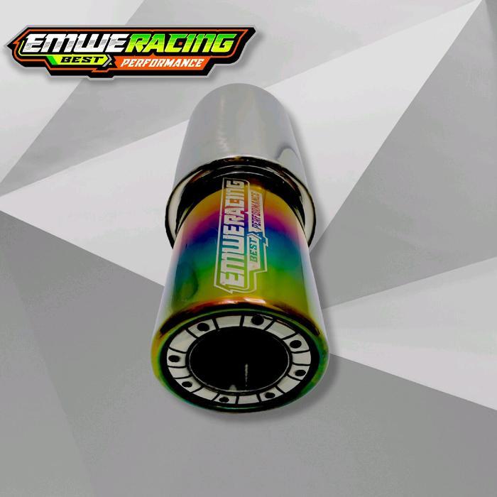 Premium Knalpot Mobil Emwe Racing Gronel Sedet Bor Pelangi Full Stenlis Ngebas Adem Bulet Empuk