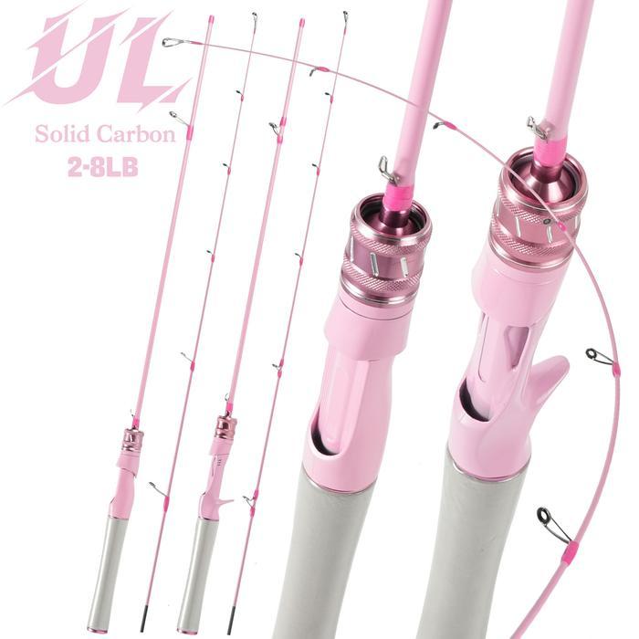 Set pancing warna pink: joran pancing 2 bagian, aksi ultralight (UL) - peralatan pancing yang sangat