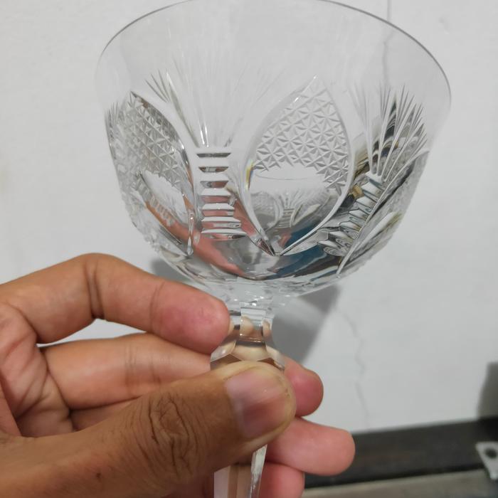 gelas kristal bohemia cutting mewah pajangan antik 596